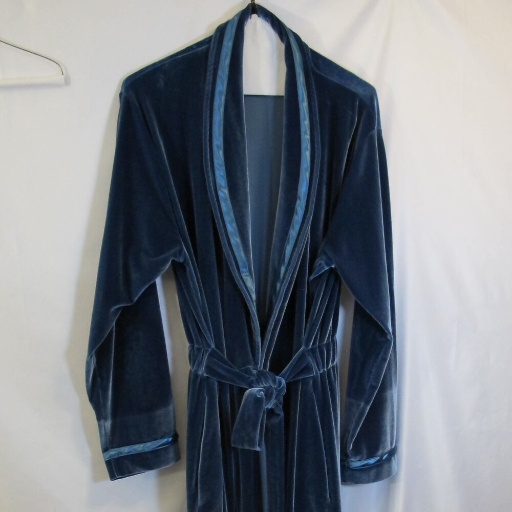 Cuddledown peacock blue velvet long robe  XL